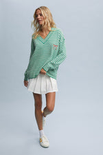 Green/White Stripe Bow Sweater