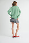 Green/White Stripe Bow Sweater