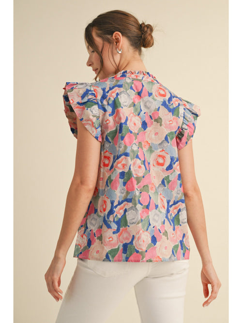 Pastel Floral Frill Top