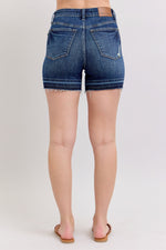Tummy Control Release Hem Denim Shorts