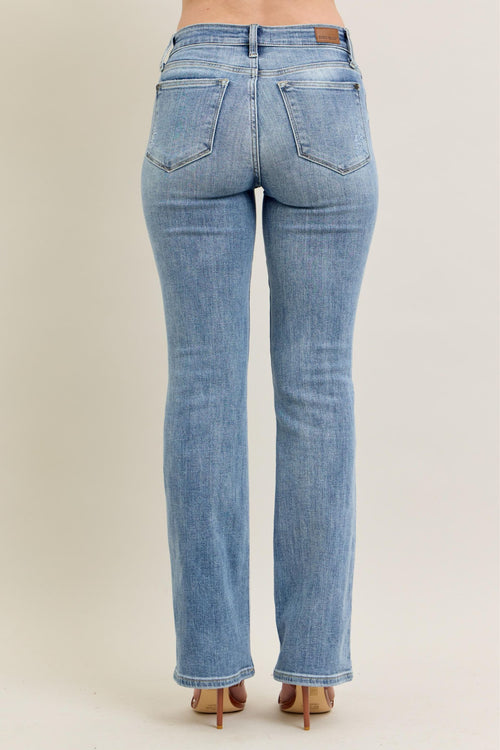 Light Wash Mid Rise Bootcut Jeans