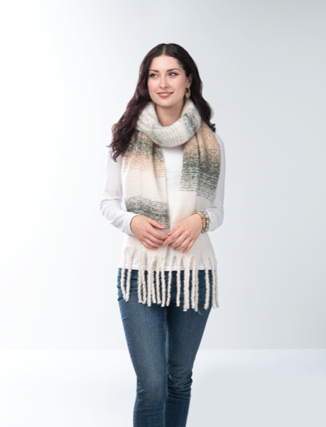 Brushed Striped Wrap Scarf