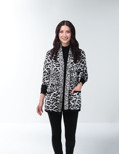 Leopard Sleeved Wrap Cardigan