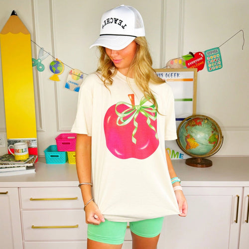 Teacher Apple Bow Tee