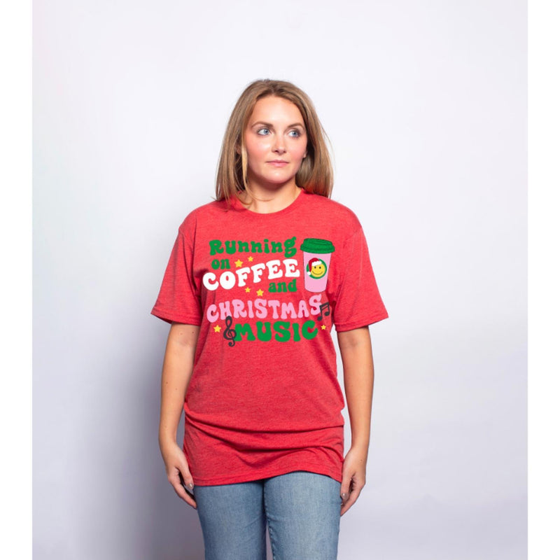 Running on Coffee and Christmas Music Tee