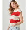 Wide Stripe Cap Sleeve Knit Sweater