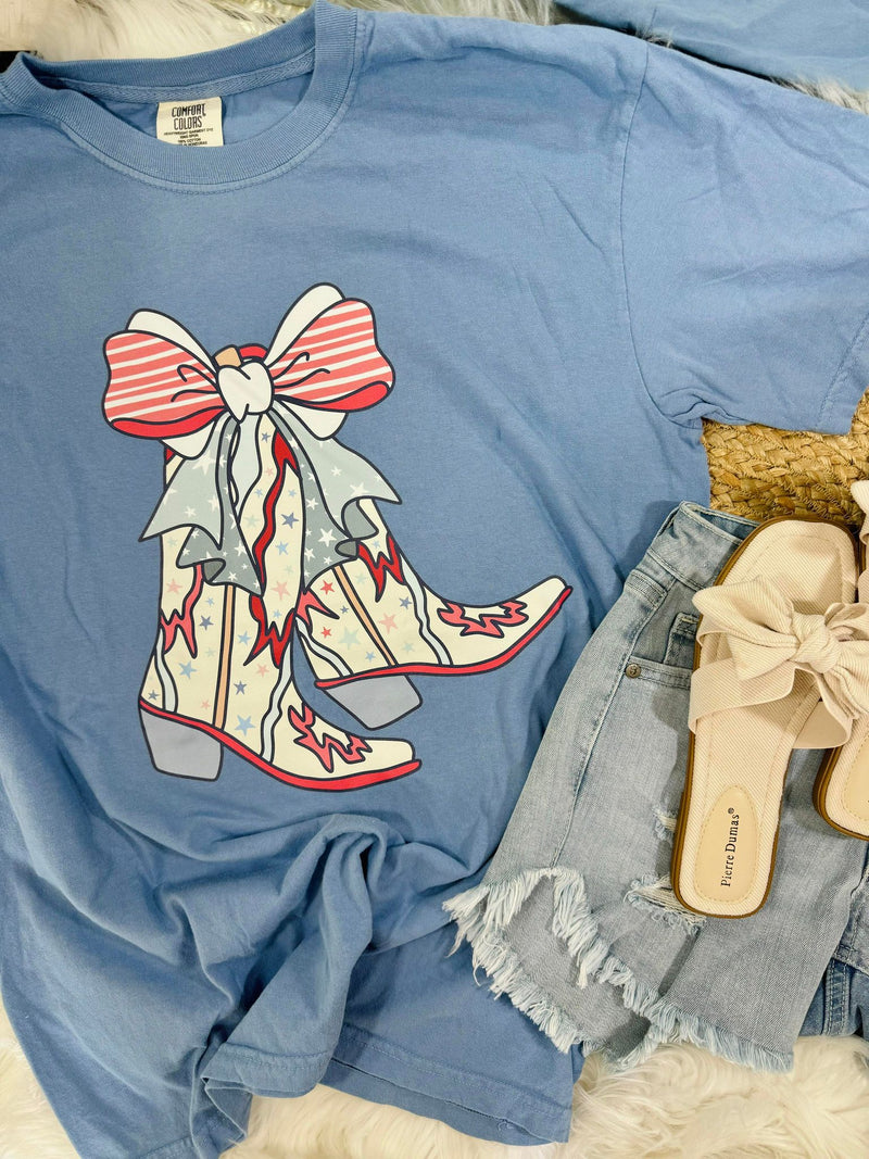 Blue Patriotic Boots Tee