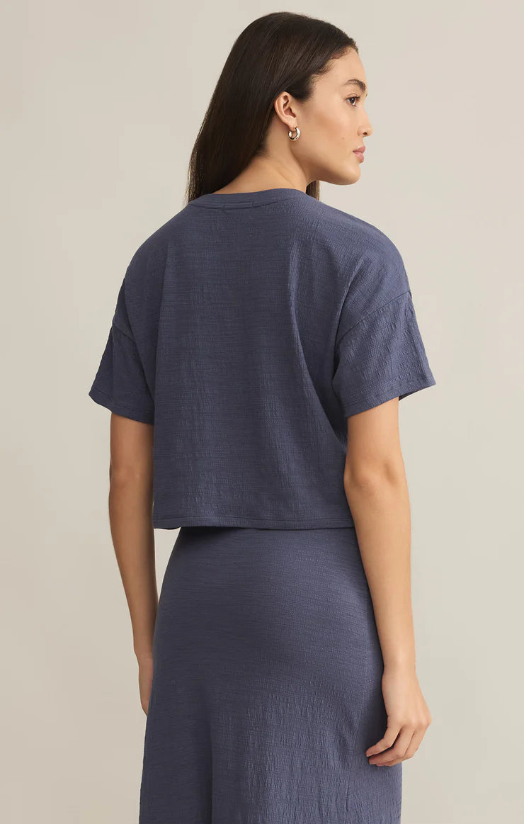 Blue Sway Textured Cropped Tee