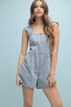 Ruffle Sleeve Denim Romper