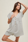 Ivory/Black Striped Button Romper