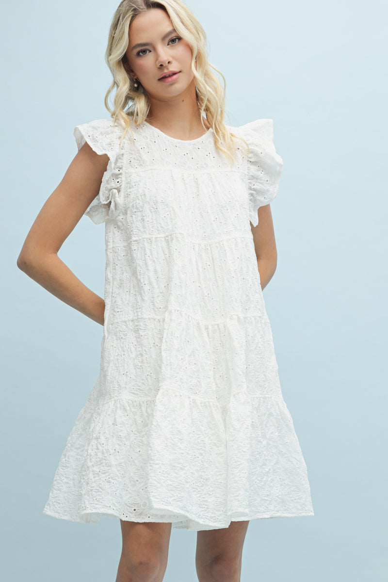 Off White Eyelet Dress