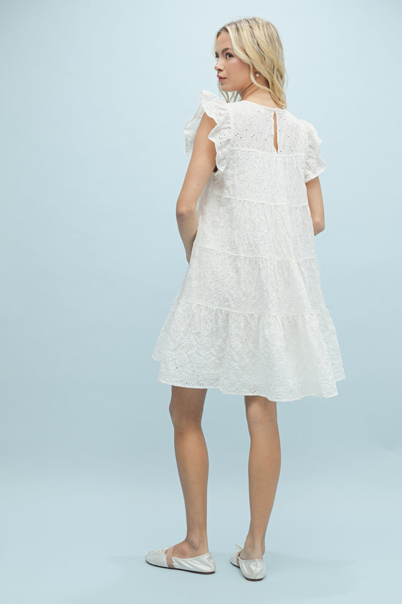 Off White Eyelet Dress