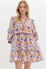 Purple/Orange Floral Print Dress