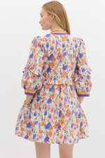 Purple/Orange Floral Print Dress