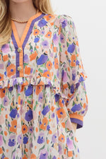 Purple/Orange Floral Print Dress