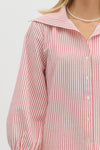 Red/White Stripe Wide Collar Blouse