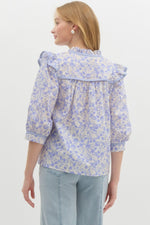 Blue Floral Print Spring Top