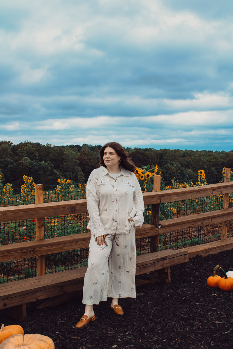 Oatmeal Linen Embroidered Jacket