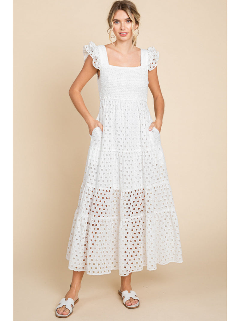 White Eyelet Maxi Dress