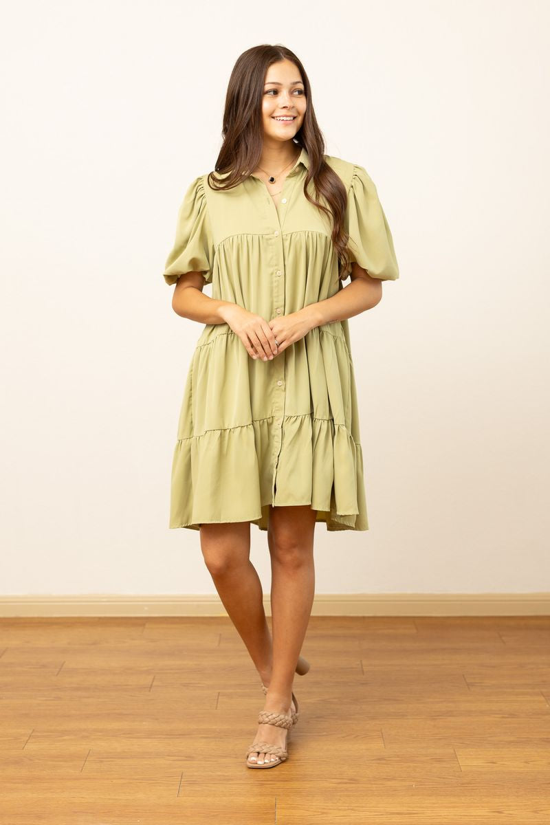 Sage Button Up Dress