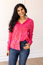 Abstract Floral Button Down Top