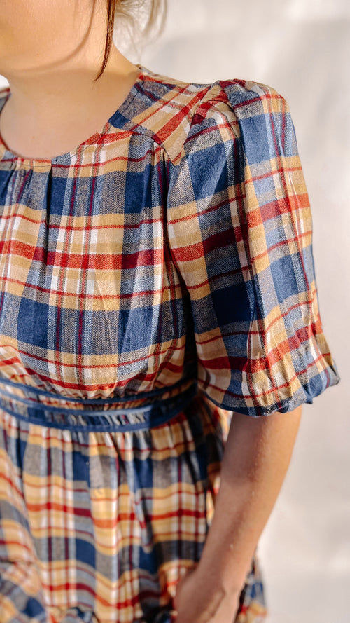 Navy Plaid Dress