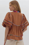 Caramel Multi Colored Stitching Top