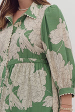 Natural Green Printed Dress