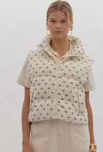 Cream Bow Print Puffer Vest