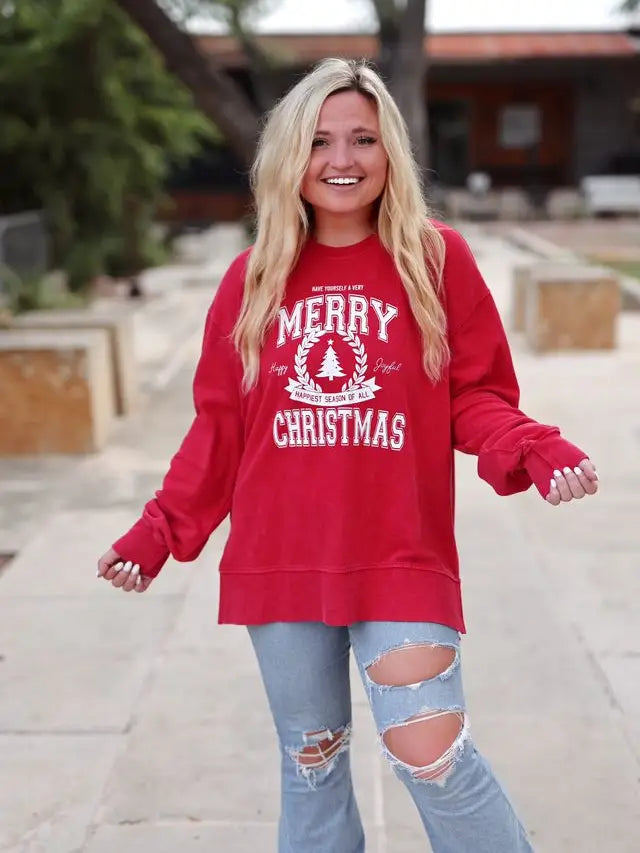 Mineral Wash Merry Christmas Sweatshirt