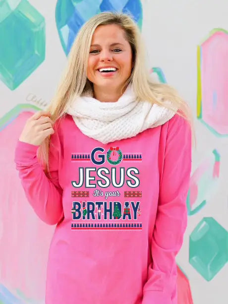 Pink Go Jesus It’s Your Birthday Tee