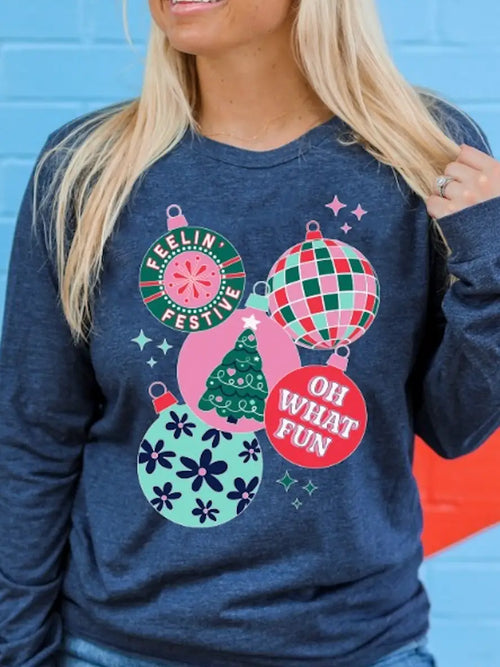 Oh What Fun Navy Long Sleeve Tee