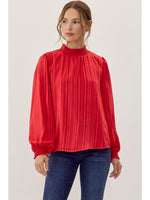 Red Textured Stripe Top