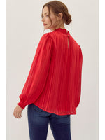 Red Textured Stripe Top