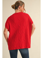 Red/Black Bow Short Sleeve Sweater