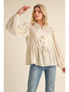 Pearl Metallic Bow Detail Blouse