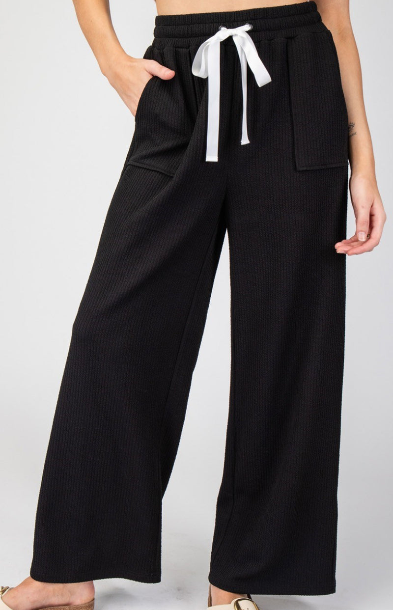 Textured Ribbon Straight Leg Pant