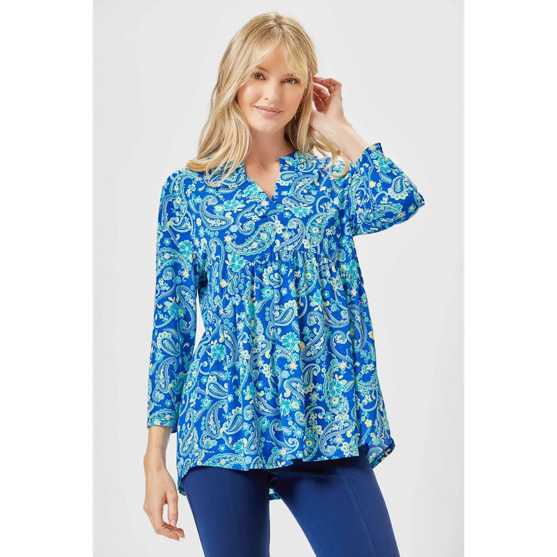 Poly Blue Floral Top