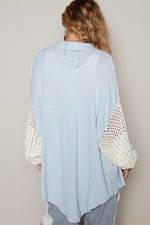 Gauze Top With Crochet Sleeves