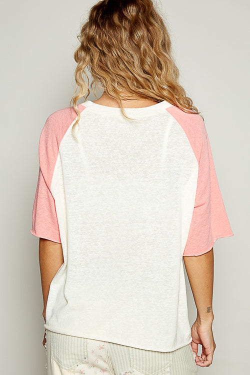 Pink And White Baseball Tee