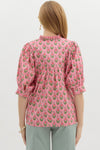 Pink Floral Puff Sleeve Top