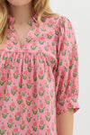 Pink Floral Puff Sleeve Top