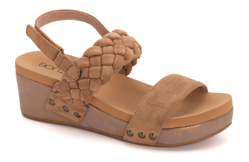 Corky's Camel Suede Pleasant Wedge Sandal