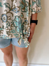 Ivory/Blue Paisley Print Tie Top