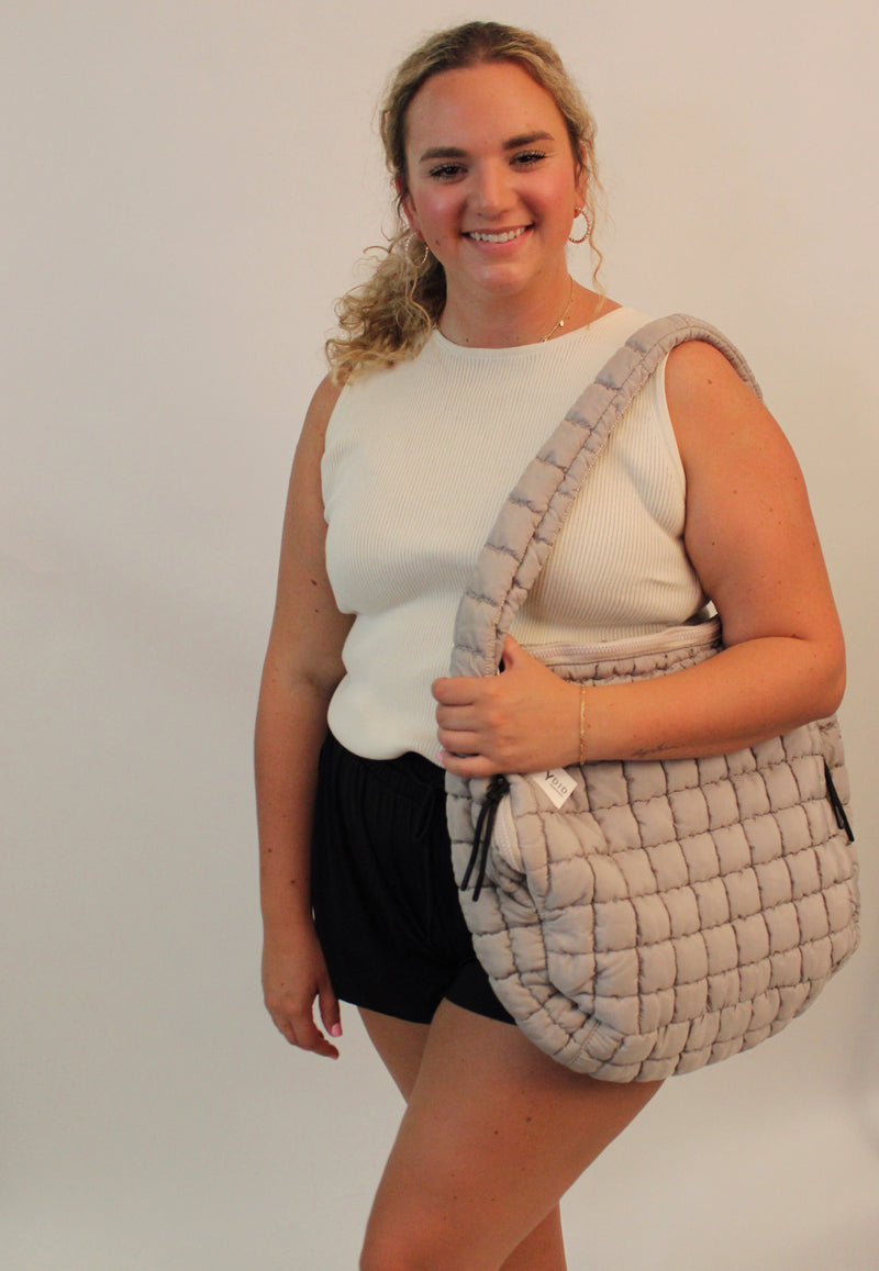 Oversized Quilted Hobo Tote Bag