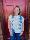 Ivory Sweater Muscle Top with Blue Ribbon