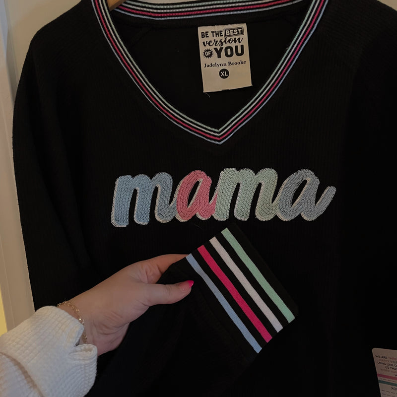 Black Embroidered Mama Sweatshirt
