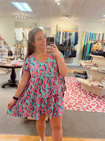 Emerald And Pink Leopard Dress