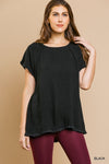 Linen Short Sleeve With Fringe Hem